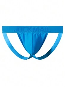 JOCKMAIL JOCKMAIL Men Breathable Sexy Butt-Flaunting Simple Athletic Jockstrap, Cool Light Blue
