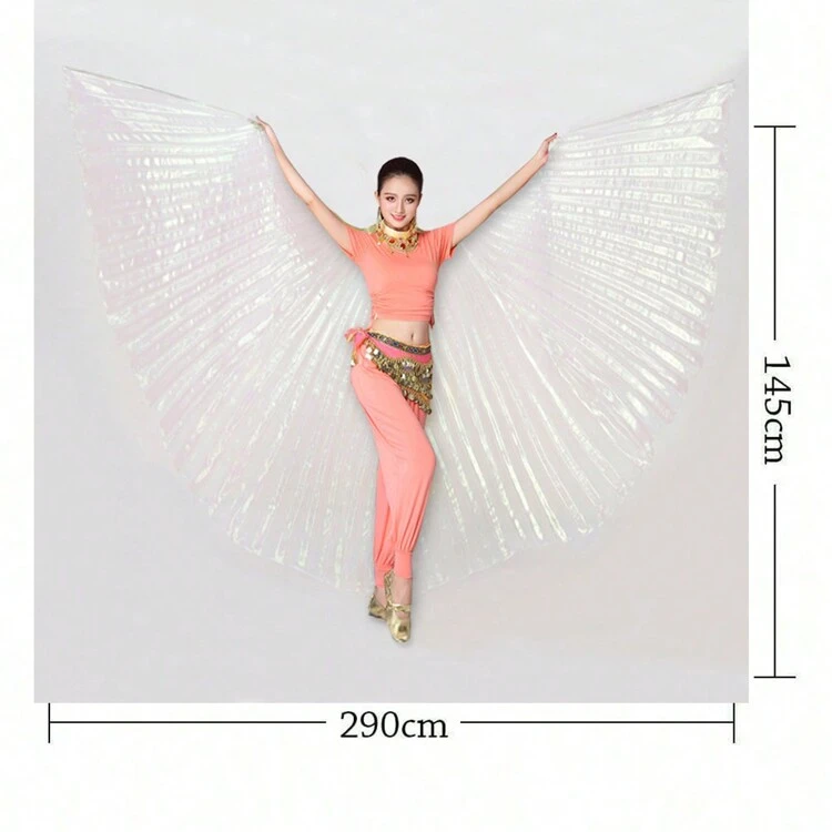 1 Peça Asas de Dança do Ventre Feminina com Bastão, Acessório de Dança do Ventre, Fantasia de Carnaval, Festival, Festa, Apresentação, Asas Brancas e Coloridas, Adereço, Halloween - cor branca - Visão 8