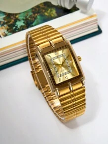 1 件时尚方形休闲男士石英表作为返校学生的礼物