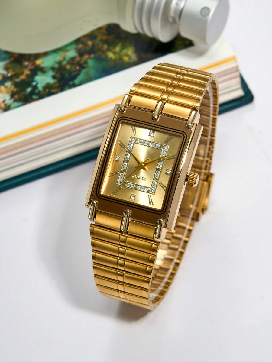 1 件时尚方形休闲男士石英表作为返校学生的礼物