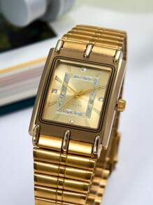 1 件时尚方形休闲男士石英表作为返校学生的礼物