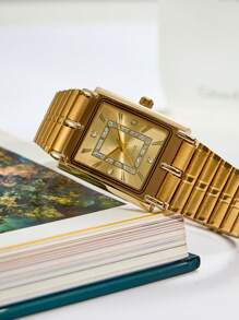 1 件时尚方形休闲男士石英表作为返校学生的礼物