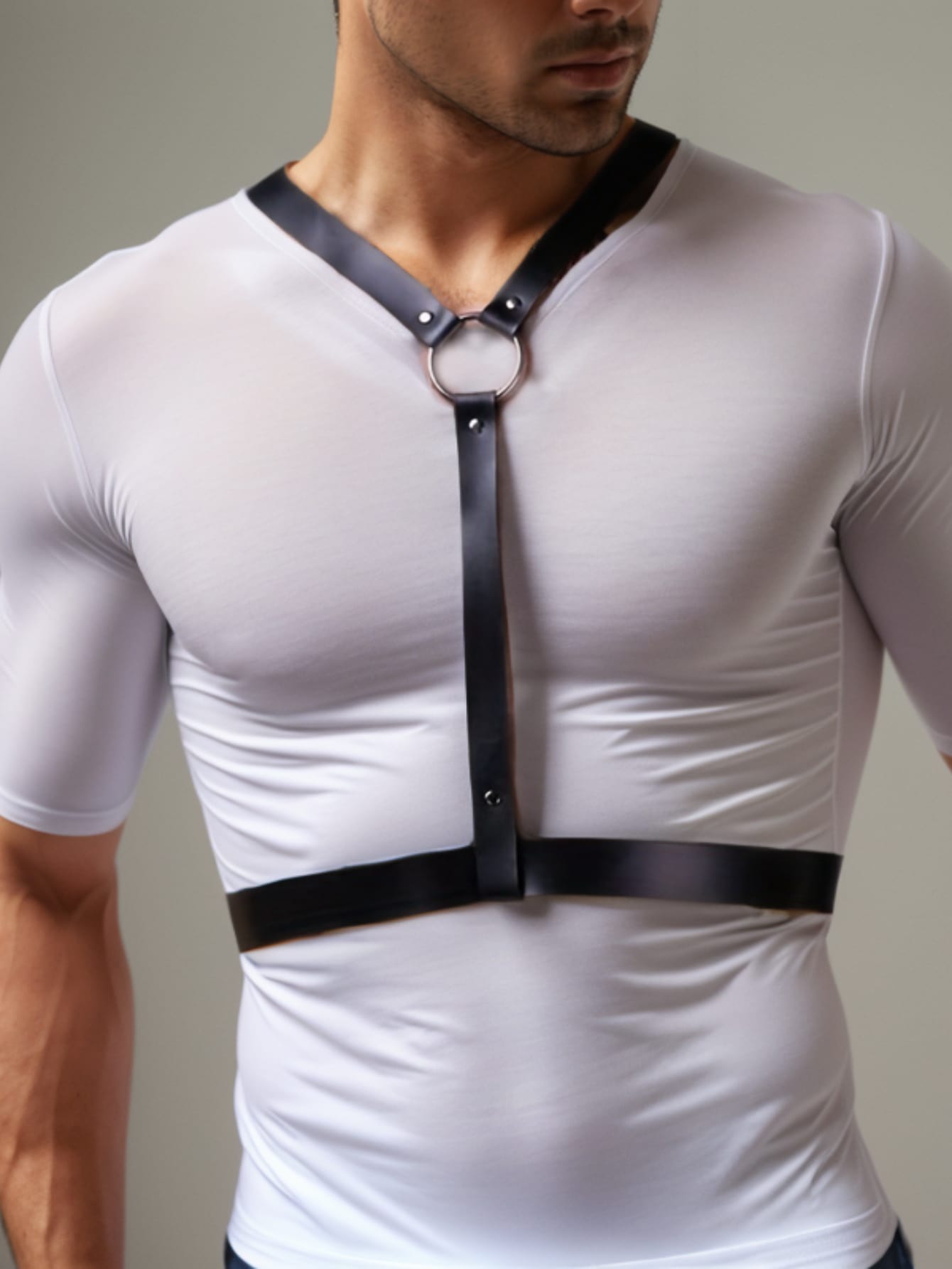 Sexy Leather Harness For Men, Reversible & Adjustable Leather Suspenders Waist Belt, Punk Style