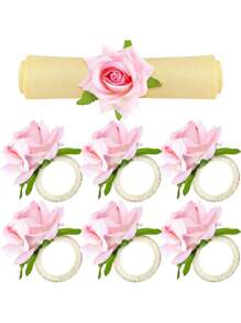 1pc/6pcs/12pcs/24pcs Simulation Napkin Rings Western-Style Hotel Mouth Cloth Handmade Creative Mori Style Rose Napkin Holder New Napkin Buckle