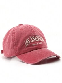 1 Pieza Gorra De Béisbol Vintage De Moda En Azul Lavado Con Bordado De Letras 'los Angeles'