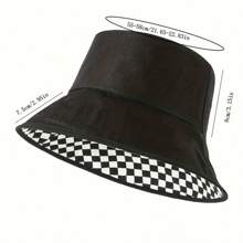 1pc Double-Sided Bucket Hat For Women, Checkerboard Casual Sun Hat Foldable For Outdoor/Vacation, Summer - A - View 4