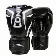 1 Pair 10oz 12oz 14oz 16oz Boxing Gloves, Professional Training Boxing Gloves, Black PU Protect Wrist, Club Boxing Competition Boxing Gloves, 10oz 12oz 14oz 16oz - Black and White - View 2