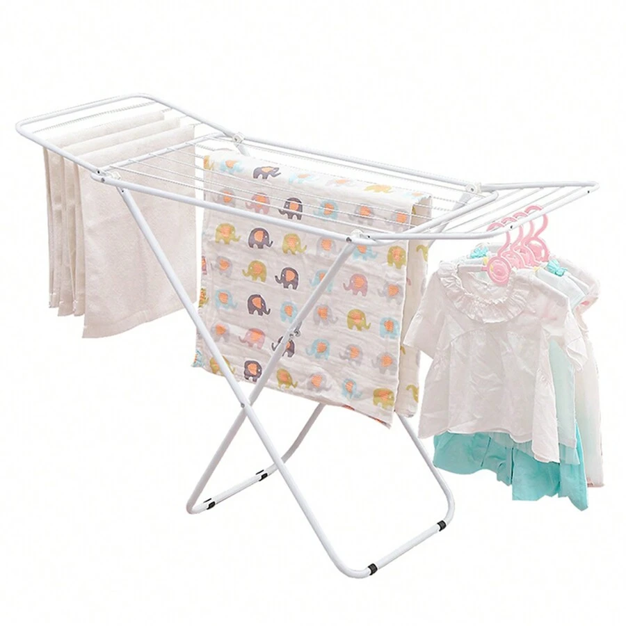 Clothes Wing Dryer, Foldable Clothes Rack With Wings, Wing Clothes Rack With Non-Slip Feet, Rust-Proof For Bathroom Or Balcony - White - View 1