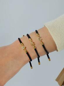 Brățară cu 26 litere inițiale, la modă nouă, pentru femei, lucrată manual, colorată, reglabilă, cu frânghie, pentru femei, cadou de bijuterii