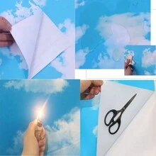 1 捲藍天白雲自黏壁紙，PVC 材質，防水防污，易安裝易撕除。雲朵貼紙適用於廚房櫥櫃、桌面、抽屜、家具翻新、臥室天花板、客廳、宿舍牆壁及其他家居裝飾。DIY 牆貼，易清潔，可自由裁剪。尺寸：17.7 英吋 X 393.7/196.8/118.1/39.3 英吋 - 藍色 - 查看 10
