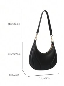 A Zippered Pu Solid Color Armpit Bag, Crescent Bag, Fashionable Retro Work Shoulder Bag, Versatile Bag, Suitable For Women's Daily Workplace Use