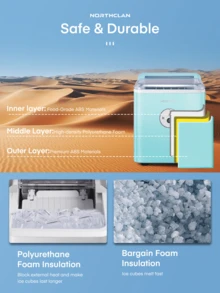 Ice Maker Countertop, 28 Lbs Ice In 24 Hrs, 9 Bullet Ice In 5 Minutes, NORTHCLAN, Mint Blue - Baby Blue - View 6