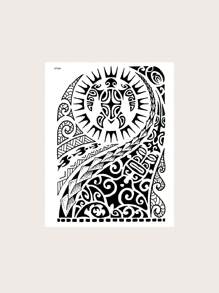 男士纹身贴纸图腾图案纹身贴纸1张超酷个性特别独特设计男士临时纹身 - 彩色 - 查看 3