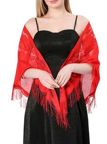 Boho風格1入組女式斗篷披肩三角圍巾，流蘇設計，適用於新娘舞會婚禮晚禮服沙灘旅行 - 彩色 - 查看 20
