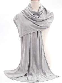 1pc Fashionable & Versatile Solid Color Jacquard Soft, Breathable & Sun-Protective Hijab Scarf Shawl, Suitable For Daily Commute & As Outfit Accessory - Multicolor - View 4