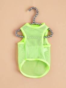 1pc Thin Mesh Vest For Pet (Cat/Dog) With Bear Print Pattern, Summer Breathable Clothes - Green - View 4