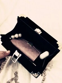 1 buc. Geantă de umăr cu lanț în formă de cutie, cu cusături din catifea, cer înstelat, cu broderie la modă de stele și luni, cadou de sărbătoare, geantă pentru femei la modă stele goale