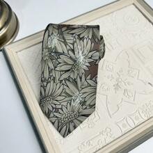 1pc Men's Handmade Print Peacock & Paisley Pattern Necktie In Dark Green, Suitable For Suit, Wedding And Parties - Multicolor - View 6