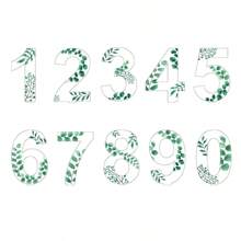 1pc Numbers 0-9 Floral Leaf Acrylic Table Modern Style Wedding Table Number Card Seat Cards For Engagement Wedding Party Supplies,Christmas - Green - View 3
