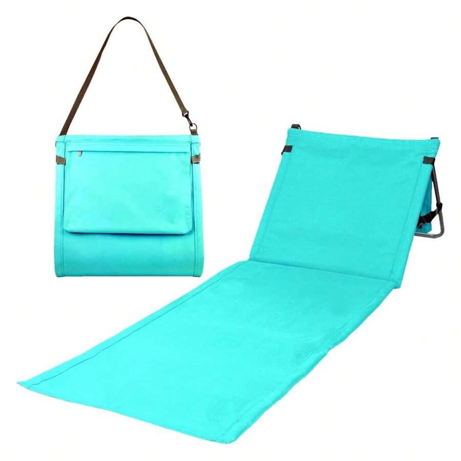 Portable Beach Mat Lounge Chair And Tote Plain Blue - Multicolor - View 1