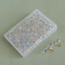 Push Pins For Bulletin Board, Thumb Tacks For Wall, Cork Board, Map, Calendar, Photos, Rose Gold Map Push Pin, Round Head Map Pin, Clear Push Pins, Plastic Head Push Pins, With Storage Box, DIY For Craft Projects, Home Office Organization, Large Size Back To School, Back To School, School Supplies
