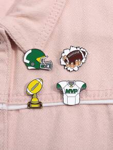 4 Piezas Creativas De La Serie Deportiva De Rugby Protector De Rugby Para El Pecho Con Diseño De Dibujos Animados, Decoración Para Abrigos Para Regalar A Amigos - Multicolor - Ver 3