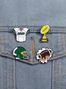 4 Piezas Creativas De La Serie Deportiva De Rugby Protector De Rugby Para El Pecho Con Diseño De Dibujos Animados, Decoración Para Abrigos Para Regalar A Amigos - Multicolor - Ver 1