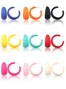 9 Paires De Boucles D'oreilles En Résine Multicolores En Forme De Triangle Pour Soirées, Occasions Décontractées Ou Vacances Pour Les Filles