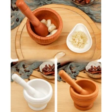 1入實用手動大蒜壓泥器，附研磨器，可研磨粉末、胡椒等。家用廚房工具，適用於夏季套裝 - 彩色 - 查看 5