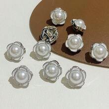 6 件仿珍珠花，带滴油效果和彩色混合，带脚扣，适合 DIY 服装装饰 - 花朵 - 查看 4