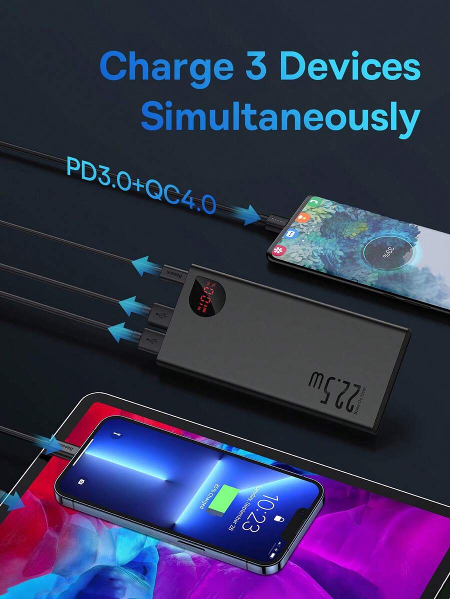 Baseus 22.5W Power Bank 20000mAh Portable Fast Charging Powerbank Type