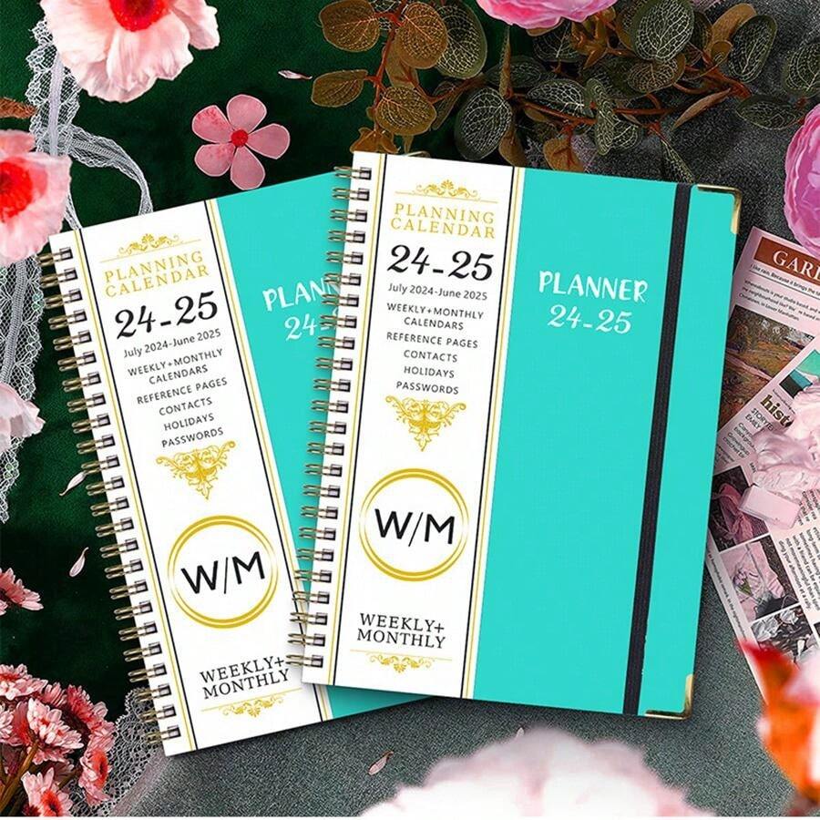 New 20242025 English Notebook A5 Coil Calendar Book Work Record Punch