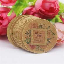 100pcs+100strings 3cm Round Kraft Paper Printed Gift Tags With Strings For Handmade, Wedding, Baking - Kraft Paper Round 3cm Label - View 17