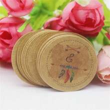 100pcs+100strings 3cm Round Kraft Paper Printed Gift Tags With Strings For Handmade, Wedding, Baking - Kraft Paper Round 3cm Label - View 64