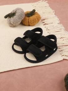 1pair Unisex Mesh Fabric Design Flat Sandals, Infant Walking Shoes For Spring, Summer And Autumn - Black - View 3