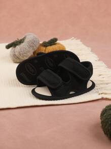 1pair Unisex Mesh Fabric Design Flat Sandals, Infant Walking Shoes For Spring, Summer And Autumn - Black - View 2