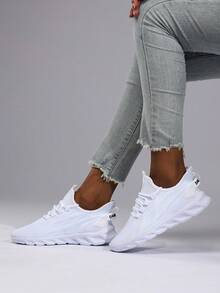 Giày Thể Thao Thời Trang Unisex Giày Đi Bộ Thoải Mái Nhẹ Chạy Bộ Đế Mềm Tập Gym Giày Chống Trơn Trượt Giày Thể Thao - trắng - Xem 2