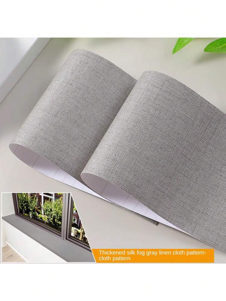 1 Rolo/3m Papel de Parede Auto-Adesivo Com Sensação de Pele Grossa, Ideal Para Armários, Portas, Molduras, Portas de Vidro, Pinturas, Mesa, Guarda-Roupa, Peitoril, Capa de Alto-falante, À Prova D 'Água, À Prova de Umidade, Lambris, Decoração de Piso e Móveis, Adequado para Reparo de Porta de Madeira e DIY, Com Cola e Fácil de Aplicar. - Padrão de linho cinza fosco de seda grossa - Visão 7