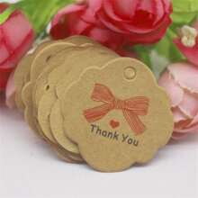 100pcs+100strings 3cm Round Kraft Paper Printed Gift Tags With Strings For Handmade, Wedding, Baking - Kraft Paper Round 3cm Label - View 44