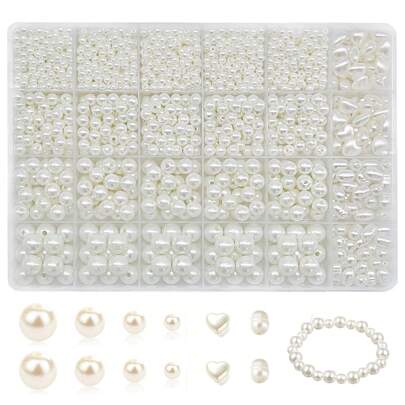 1610 件巴洛克风格仿珍珠珠首饰制作套件，包含心形和椭圆形仿珍珠，适用于手链项链和女孩工艺品制作