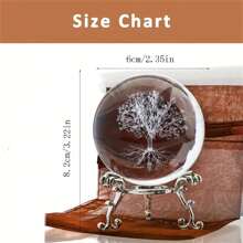 1pc Creative 3d Laser Engraved Crystal Ball With Tree Of Life Design And Silver Base, Perfect Gift For Mother's Day, Desk Home Decoration For Living Room, Bedroom, Study, Entryway, Etc. - Multicolor - View 2