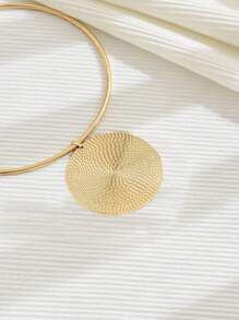 1 pièce Collier pendentif minimaliste vintage en métal avec cercle et goutte d'eau