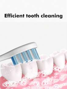 1 Pieza Cepillo de dientes eléctrico con temporizador inteligente, cepillo de dientes resistente al agua para el hogar y 2 Piezas de cabezal de cepillo - Celeste - Ver 5