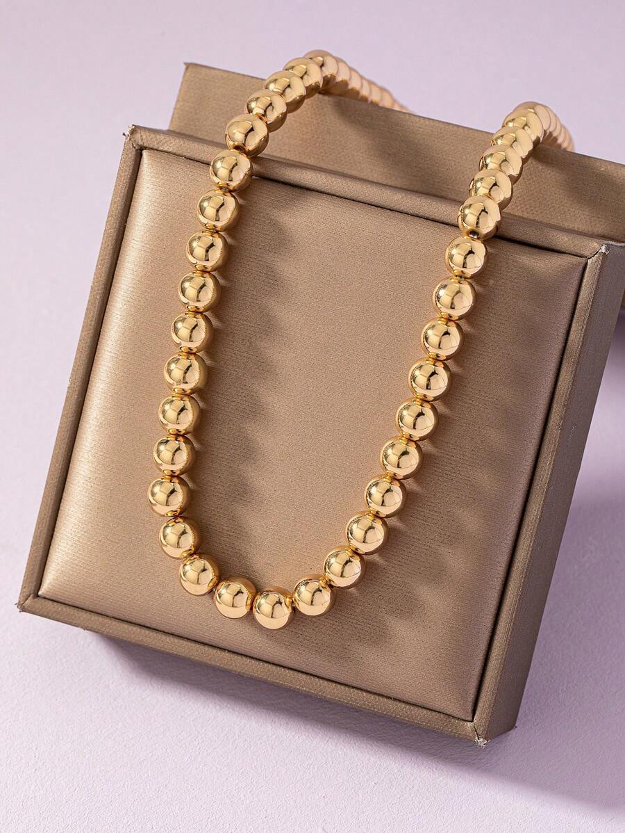 A European And American Fashionable And Versatile Simple Beaded Necklace Suitable For Women To Wear Daily - Yellow Gold - View 1