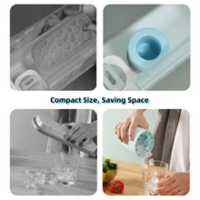 1入組快速冷凍矽膠冰塊模具 - 使用方便，耐用 - 適合製作冰塊、冰桶和圓柱杯，夏季、夏日套裝必備 - 薄荷藍 - 查看 5