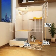 Cat Cage Indoor Cat Litter Box Bed Pan Toilet With Free Space Cat House For Breeding And Rearing Kittens - Multicolor - View 5