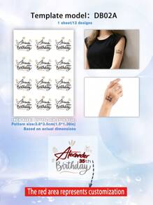 AQ STICKERS 可定制各種場合的臨時紋身貼紙,如嬰兒生日、男孩/女孩/成人派對、婚禮慶祝、周末燒烤、雞尾酒會等,可貼在手上 - 彩色 - 查看 2