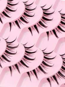10 pares de pestañas naturales de estilo manga, pestañas postizas de ojos de gato, pestañas cruzadas gruesas de marta, pestañas falsas de anime para extensión de pestañas, herramientas de maquillaje para fiesta y viaje