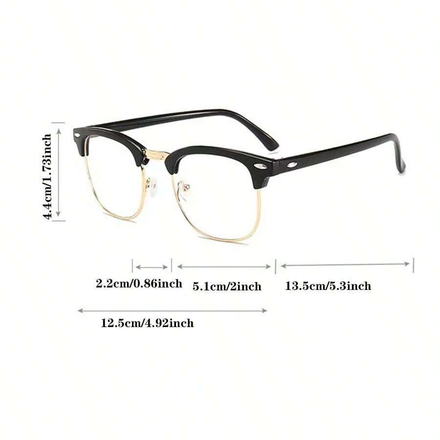 1/2pcs Blue Blocking Glasses Retro HalfFrame UV Clear Lenses AntiEye