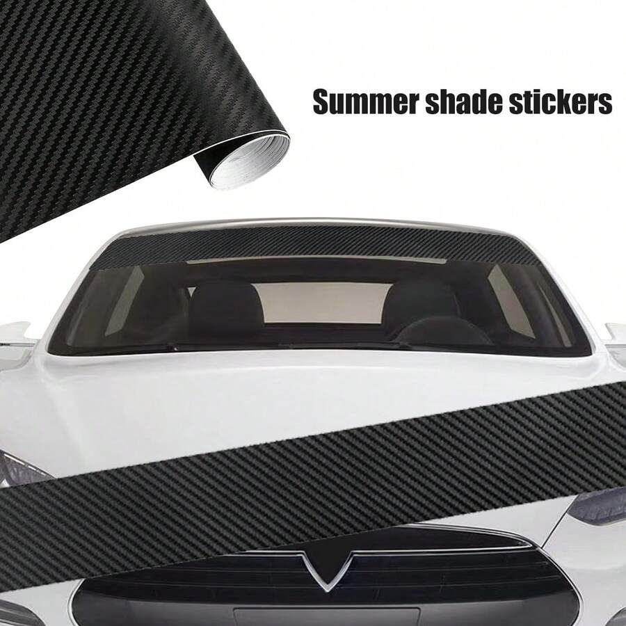 1pc Extra Long Car Front Windshield Sunshade Honeycomb Sticker - Black - View 1